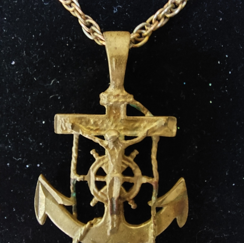 Brass Mariners Crucifix Necklace